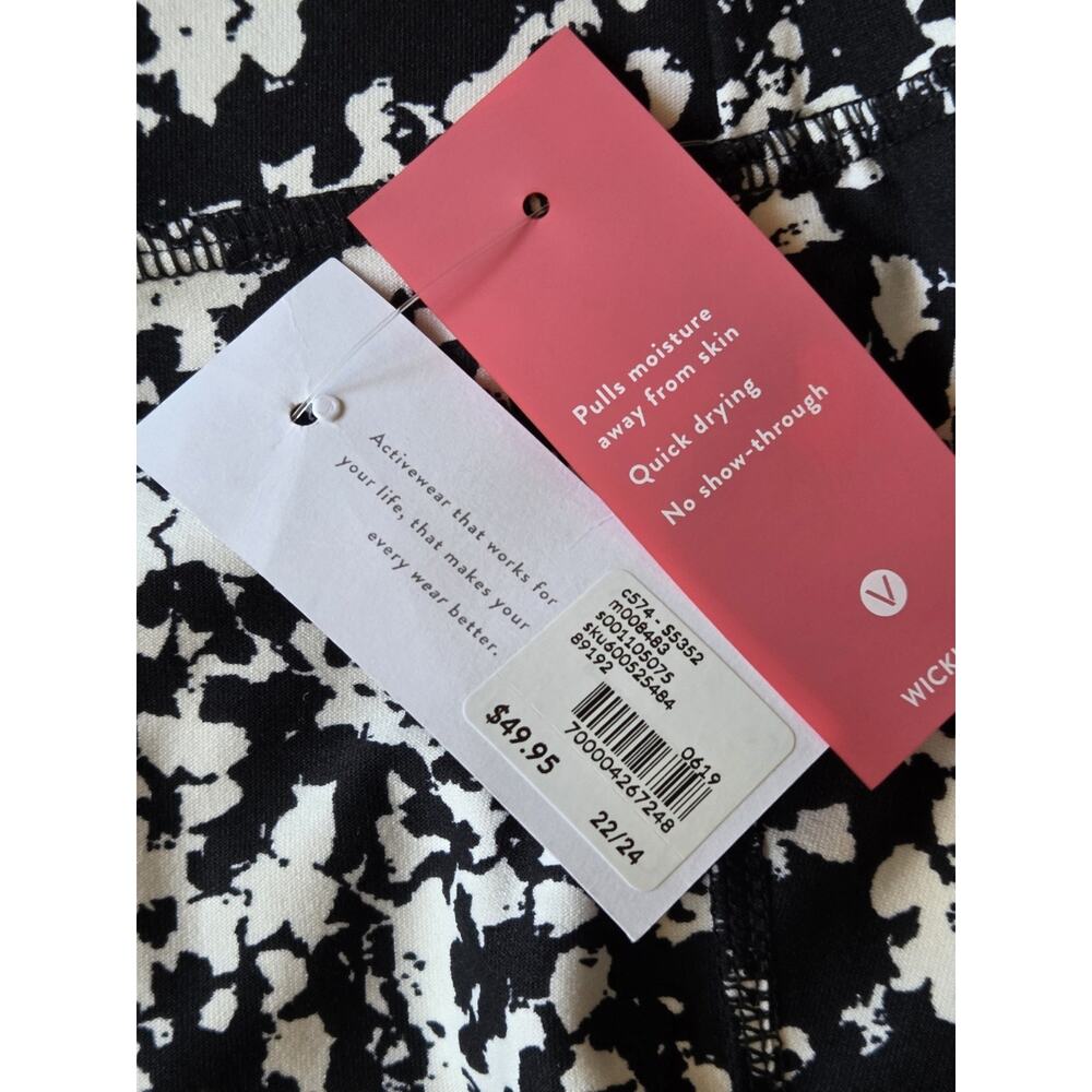 LIVI Active Lane Bryant Capri Leggings Sz 22/24 Black White Abstract Mesh - Picture 5 of 7